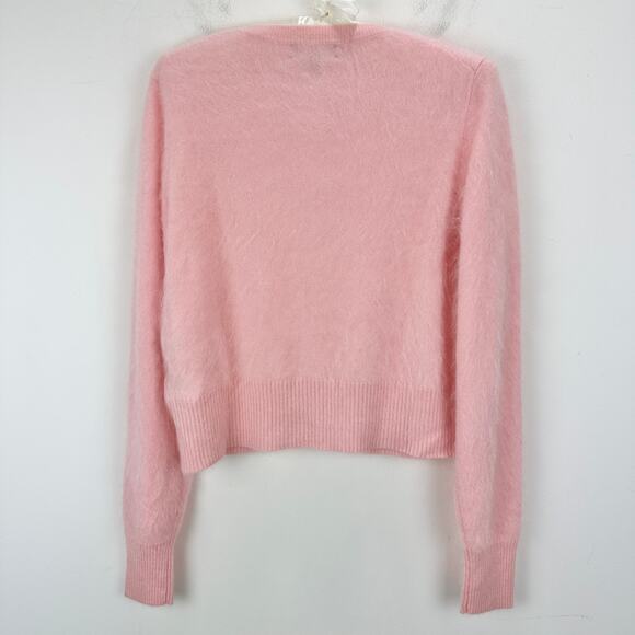 NEW J.Crew Brushed Cashmere Cropped Cardigan Sweater Classic Fitted Pink Medium - Picture 10 of 11